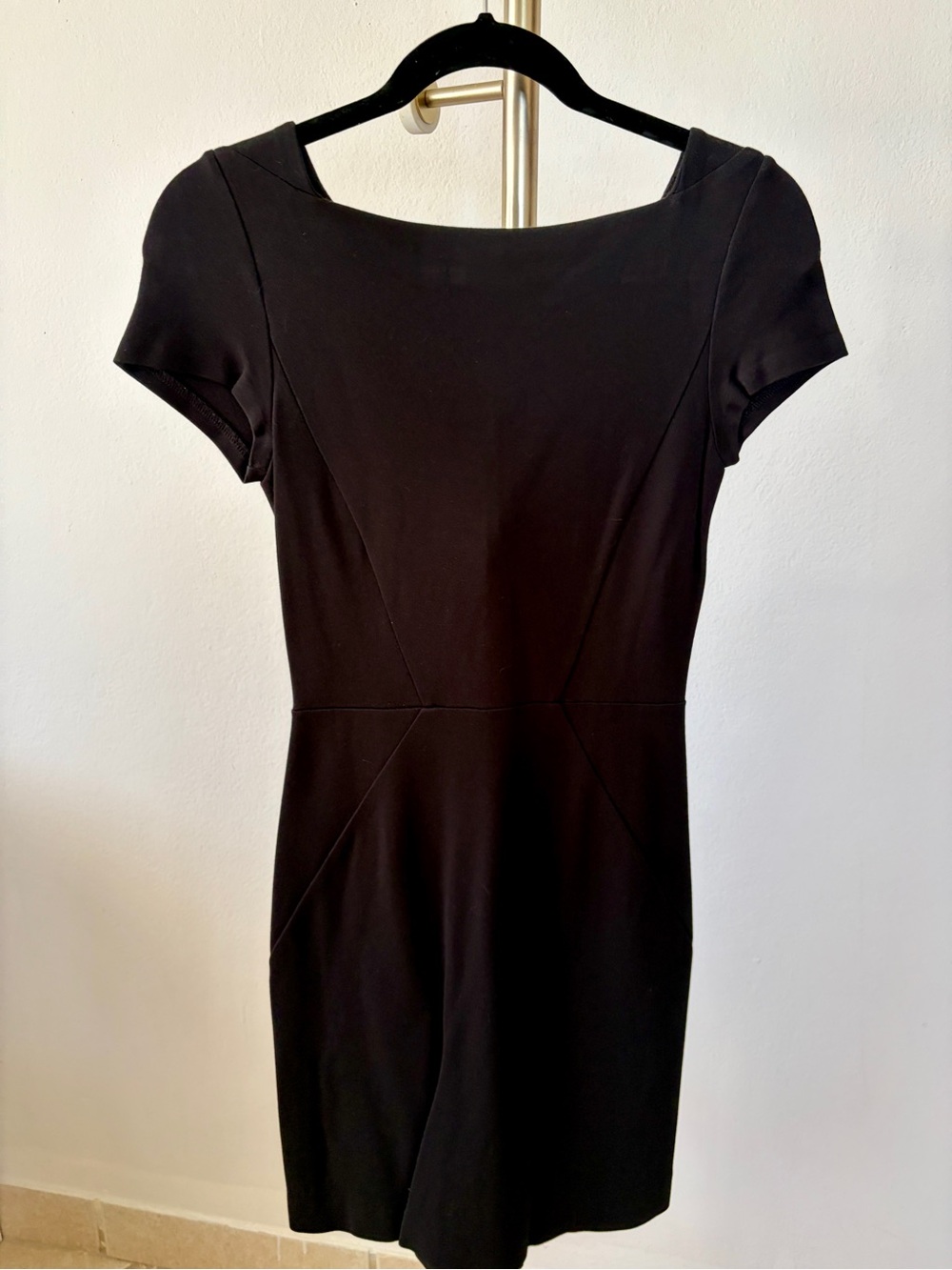 Banana Republic Black Short-Sleeve Mini Sheath Dress